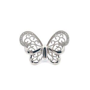 925 Sterling Silver Ring  Butterfly Very Large Cubic Zirconia Size 5